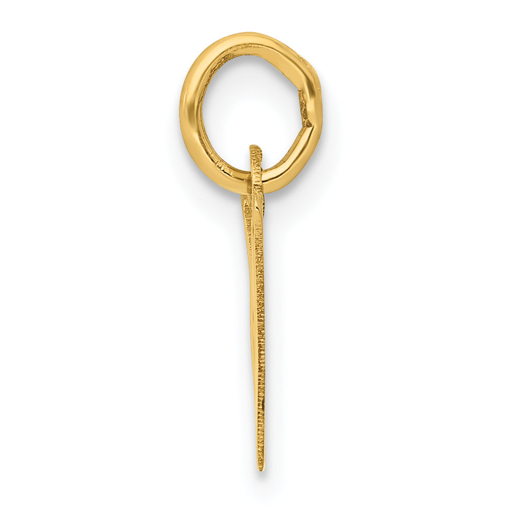 14K Gelbgold 14K Klein Schräg Block Buchstabe W Initiale Charm