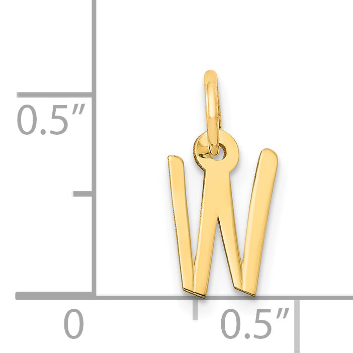 14K Gelbgold 14K Klein Schräg Block Buchstabe W Initiale Charm