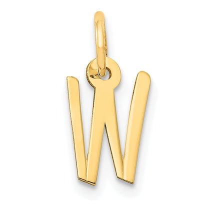 14K Gelbgold 14K Klein Schräg Block Buchstabe W Initiale Charm