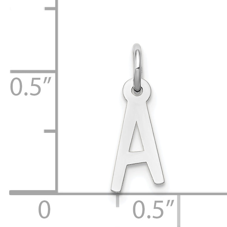 14K Weißgold 14K Weißgold Klein Schräg Block Buchstabe A Initiale Charm
