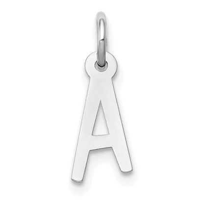 14K Weißgold 14K Weißgold Klein Schräg Block Buchstabe A Initiale Charm