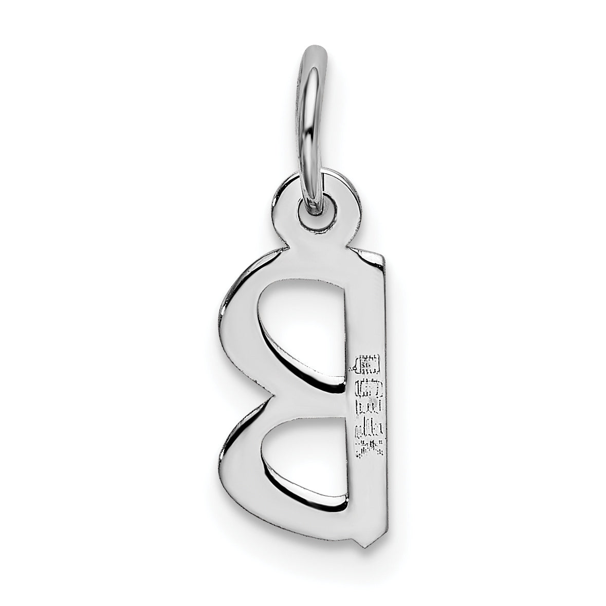 14K Weißgold 14K Weißgold Klein Schräg Block Buchstabe B Initiale Charm