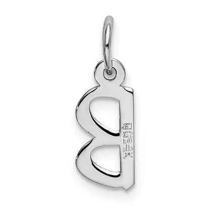 14K Weißgold 14K Weißgold Klein Schräg Block Buchstabe B Initiale Charm
