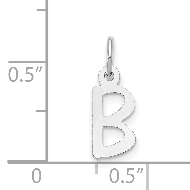 14K Weißgold 14K Weißgold Klein Schräg Block Buchstabe B Initiale Charm