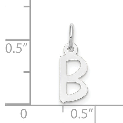 14K Weißgold 14K Weißgold Klein Schräg Block Buchstabe B Initiale Charm