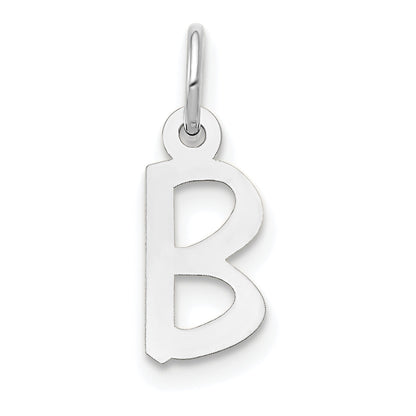 14K Weißgold 14K Weißgold Klein Schräg Block Buchstabe B Initiale Charm