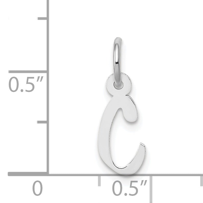 14K Weißgold 14K Weißgold Klein Schräg Block Buchstabe C Initiale Charm