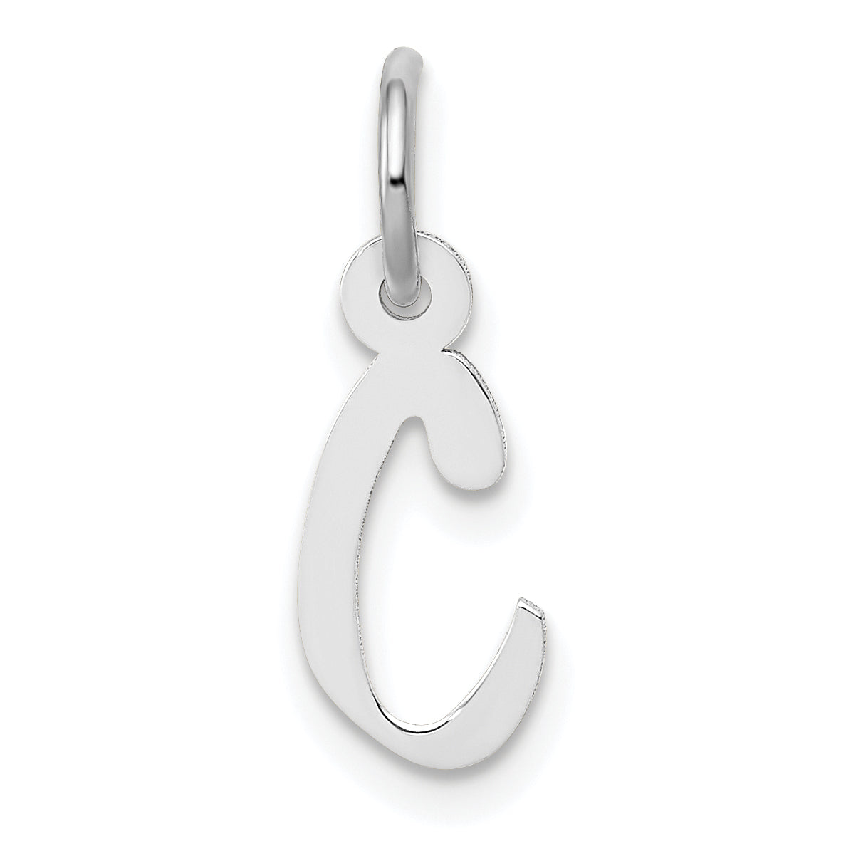 14K Weißgold 14K Weißgold Klein Schräg Block Buchstabe C Initiale Charm