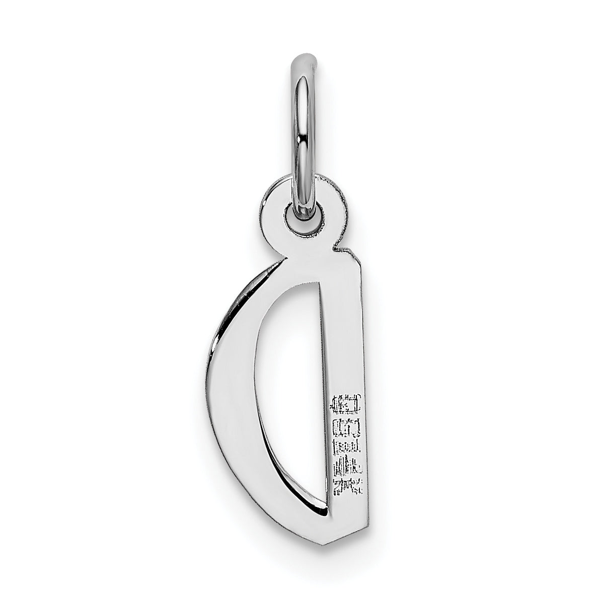 14K Weißgold 14K Weißgold Klein Schräg Block Buchstabe D Initiale Charm