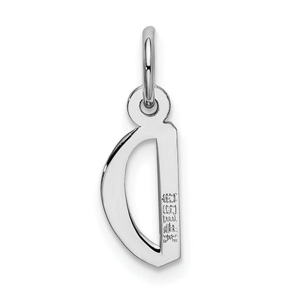 14K Weißgold 14K Weißgold Klein Schräg Block Buchstabe D Initiale Charm