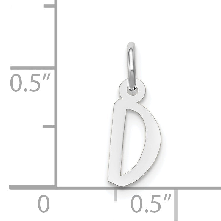 14K Weißgold 14K Weißgold Klein Schräg Block Buchstabe D Initiale Charm