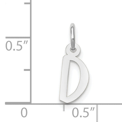 14K Weißgold 14K Weißgold Klein Schräg Block Buchstabe D Initiale Charm