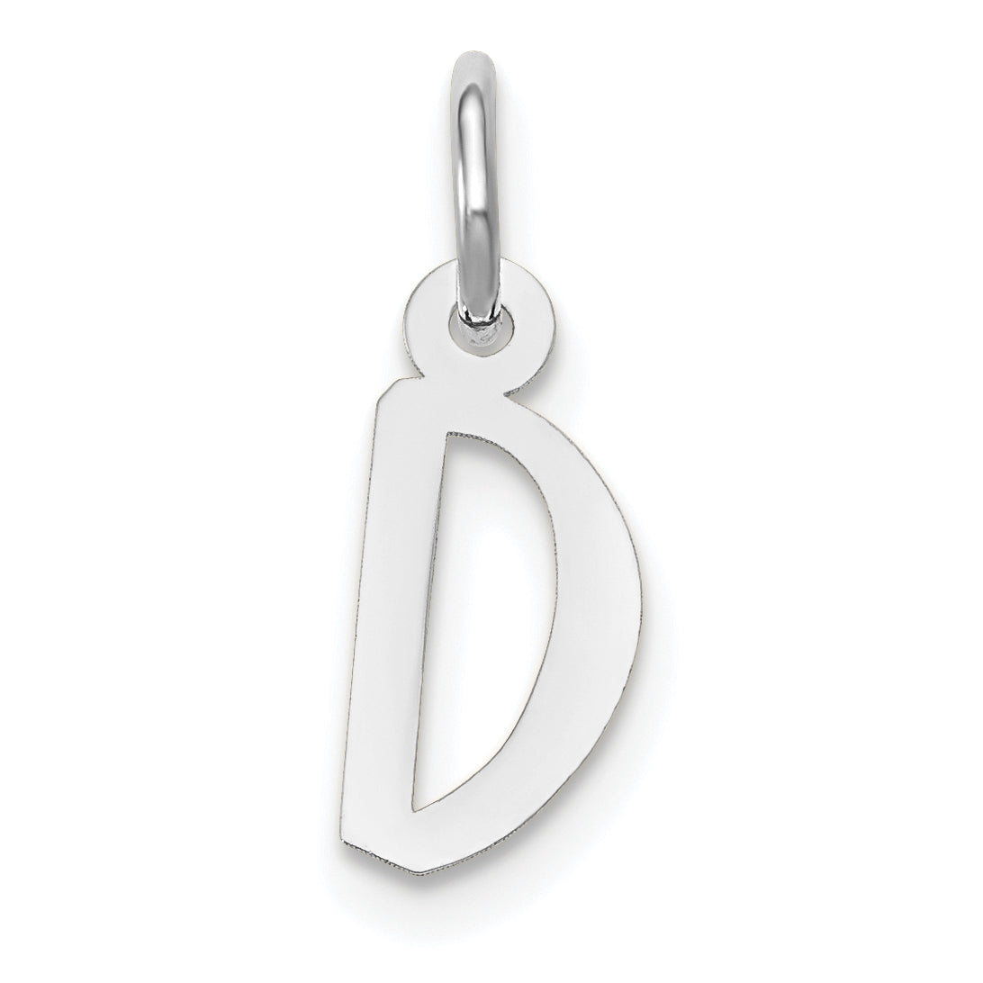 14K Weißgold 14K Weißgold Klein Schräg Block Buchstabe D Initiale Charm