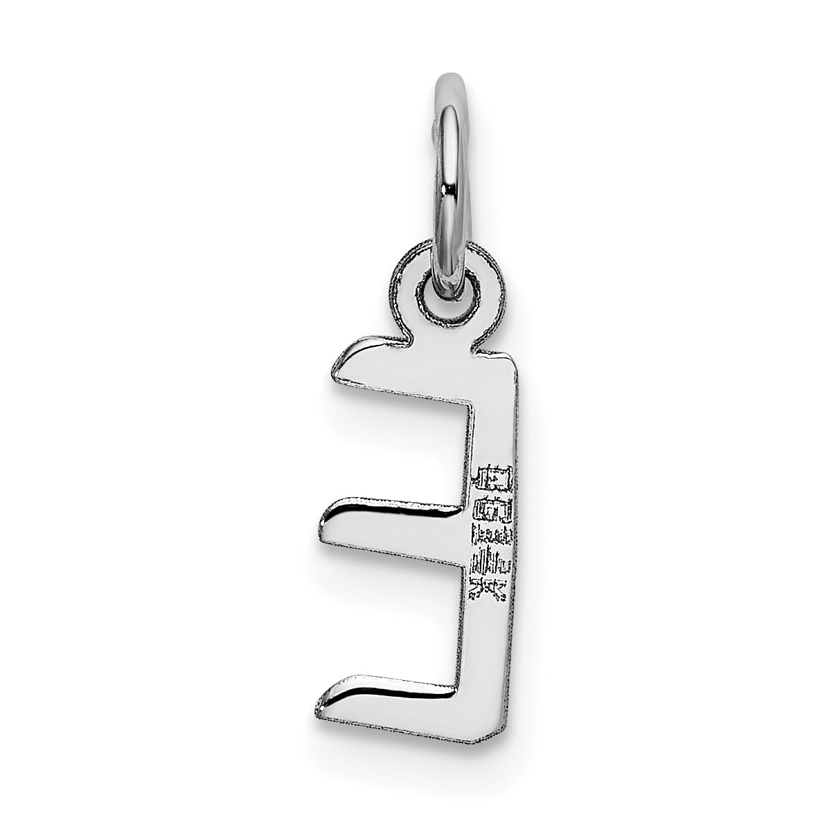 14K Weißgold 14K Weißgold Klein Schräg Block Buchstabe E Initiale Charm
