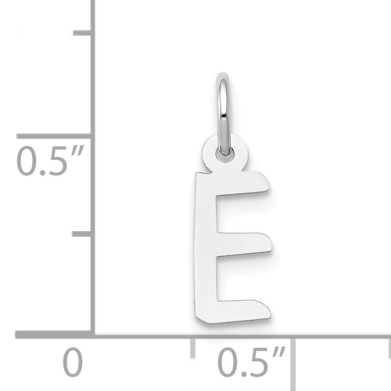 14K Weißgold 14K Weißgold Klein Schräg Block Buchstabe E Initiale Charm