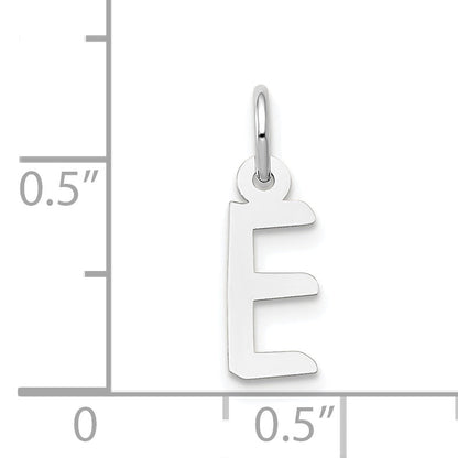 14K Weißgold 14K Weißgold Klein Schräg Block Buchstabe E Initiale Charm