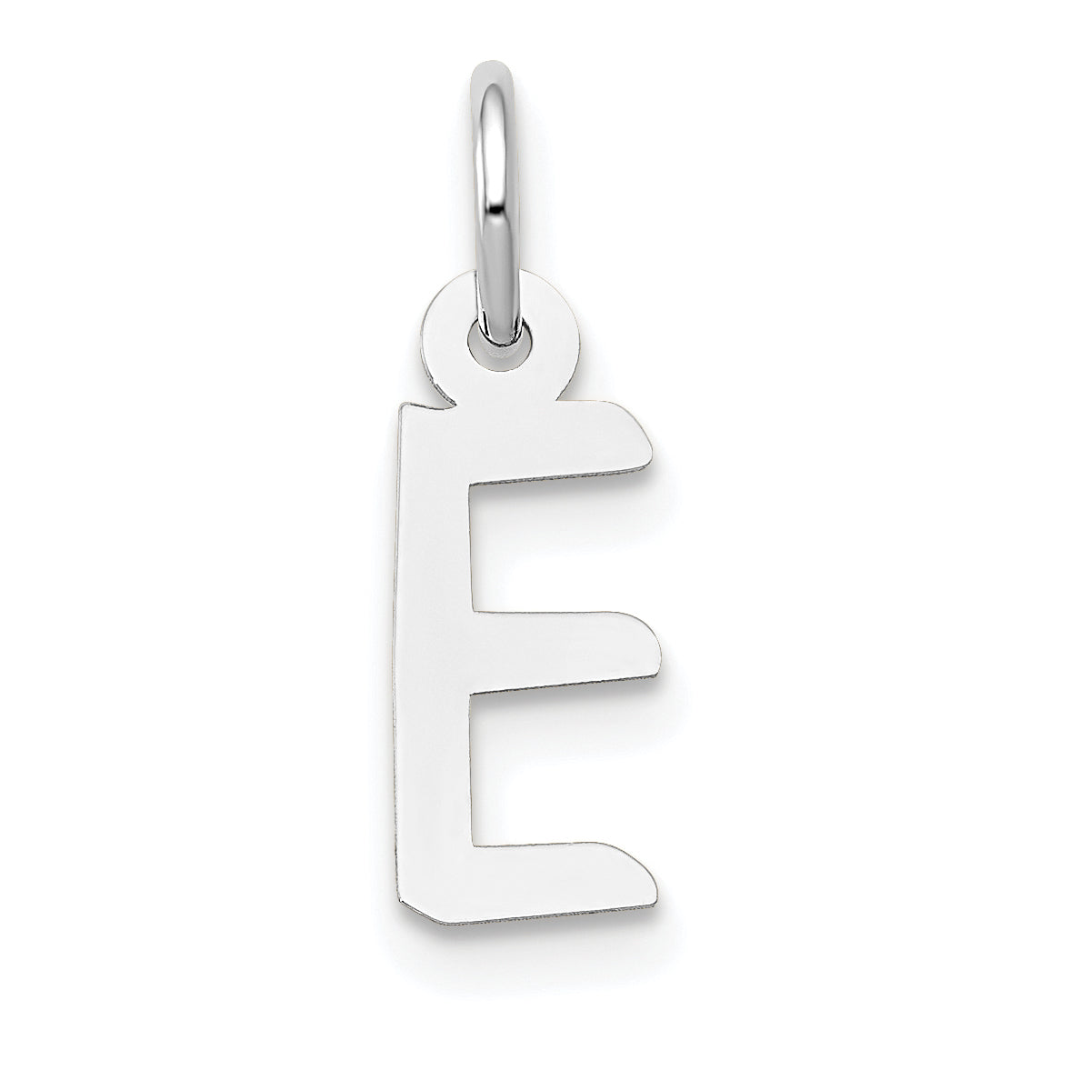 14K Weißgold 14K Weißgold Klein Schräg Block Buchstabe E Initiale Charm