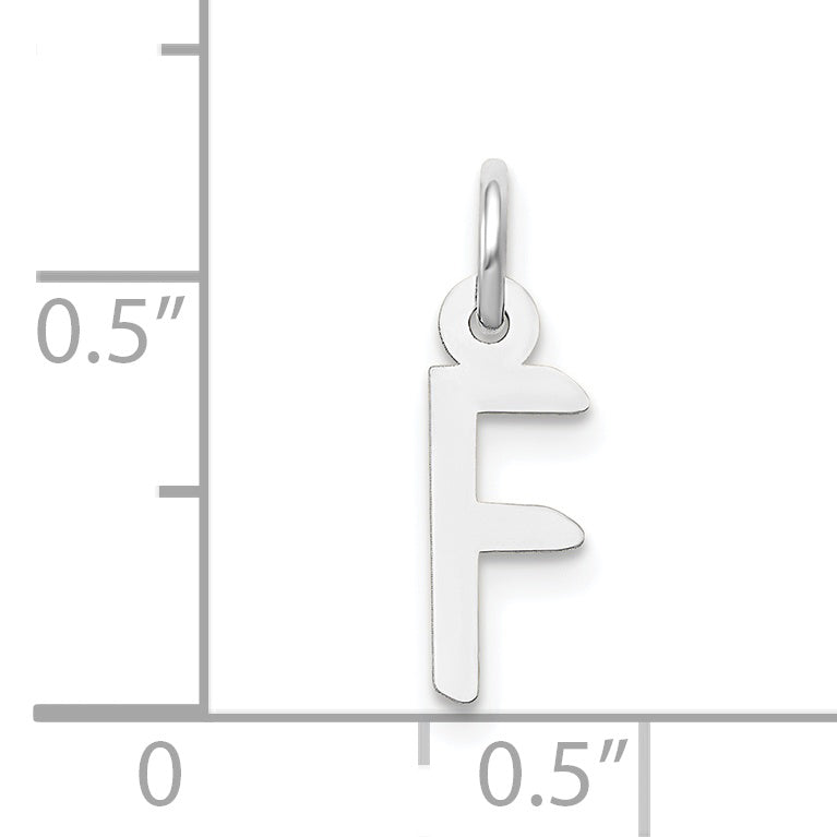 14K Weißgold 14K Weißgold Klein Schräg Block Buchstabe F Initiale Charm