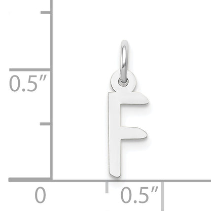 14K Weißgold 14K Weißgold Klein Schräg Block Buchstabe F Initiale Charm