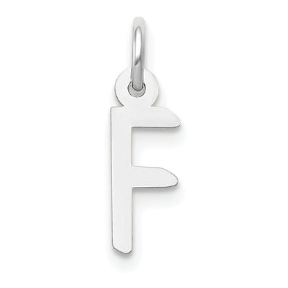 14K Weißgold 14K Weißgold Klein Schräg Block Buchstabe F Initiale Charm