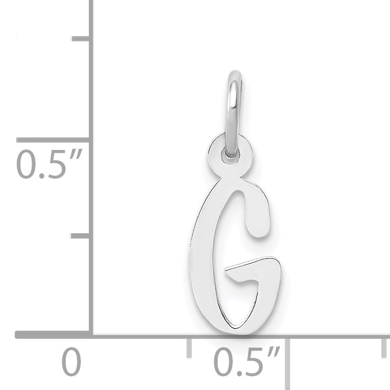 14K Weißgold 14K Weißgold Klein Schräg Block Buchstabe G Initiale Charm