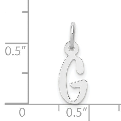 14K Weißgold 14K Weißgold Klein Schräg Block Buchstabe G Initiale Charm