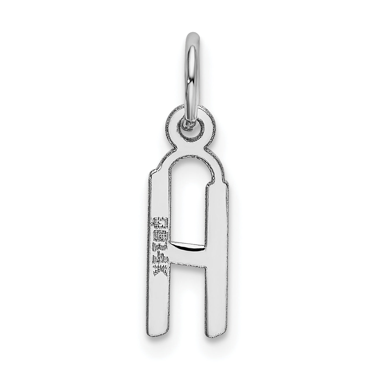 14K Weißgold 14K Weißgold Klein Schräg Block Buchstabe H Initiale Charm