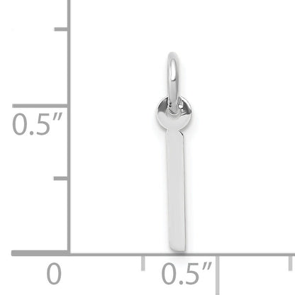 14K Weißgold 14K Weißgold Klein Schräg Block Buchstabe I Initiale Charm