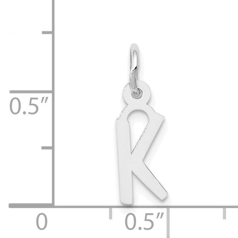 14K Weißgold 14K Weißgold Klein Schräg Block Buchstabe K Initiale Charm