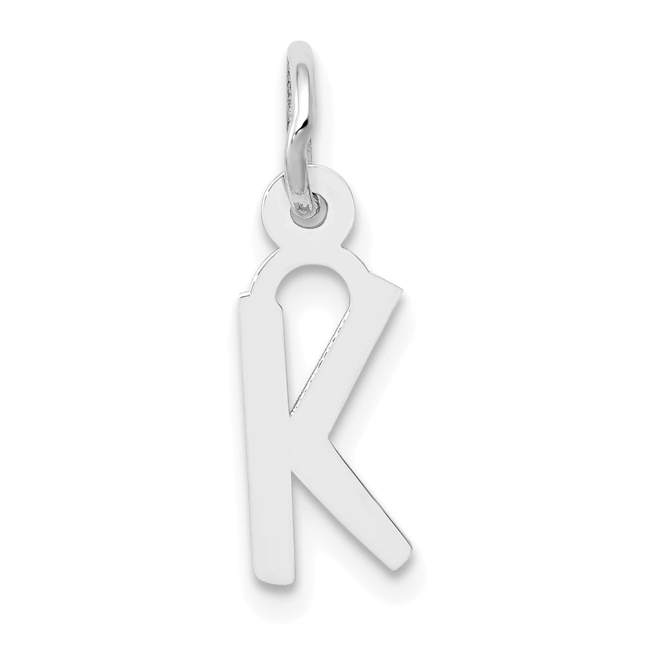 14K Weißgold 14K Weißgold Klein Schräg Block Buchstabe K Initiale Charm