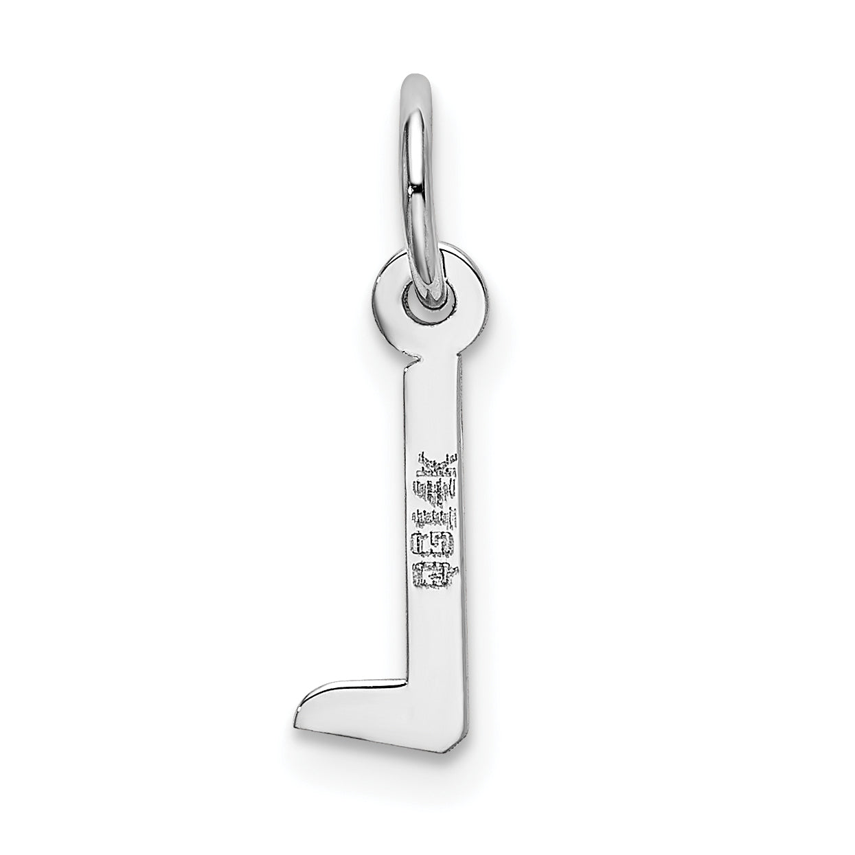 14K Weißgold 14K Weißgold Klein Schräg Block Buchstabe L Initiale Charm
