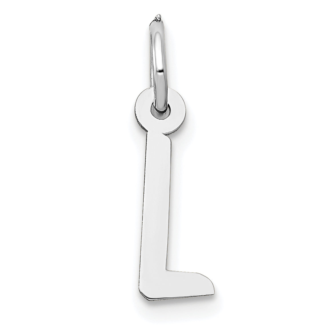 14K Weißgold 14K Weißgold Klein Schräg Block Buchstabe L Initiale Charm