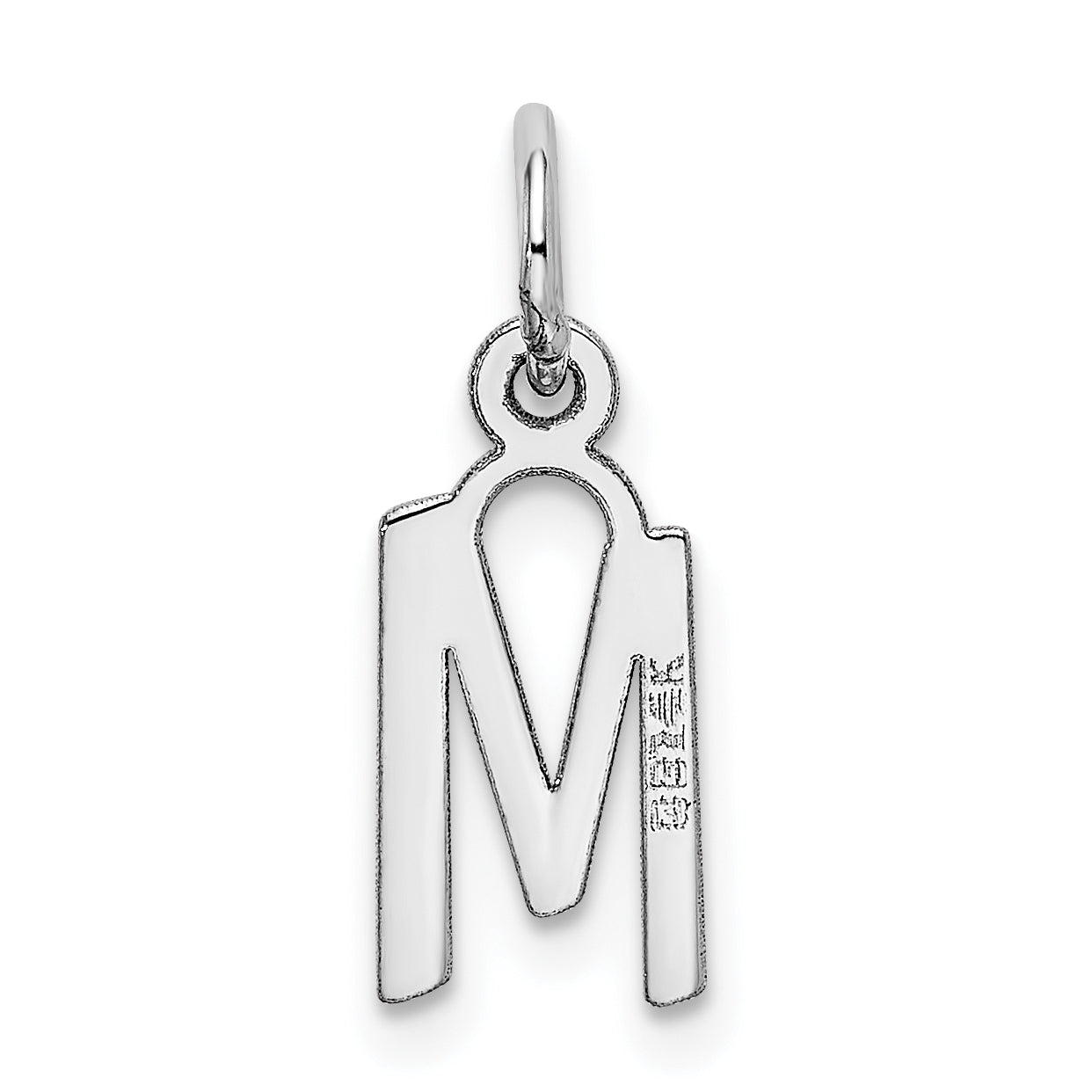 14K Weißgold 14K Weißgold Klein Schräg Block Buchstabe M Initiale Charm