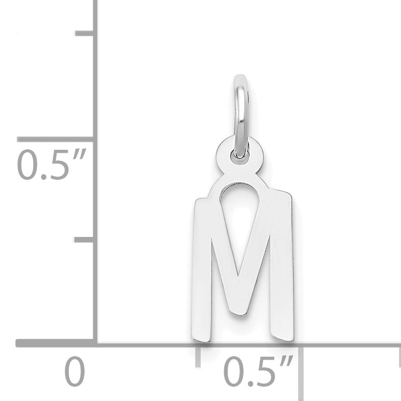 14K Weißgold 14K Weißgold Klein Schräg Block Buchstabe M Initiale Charm
