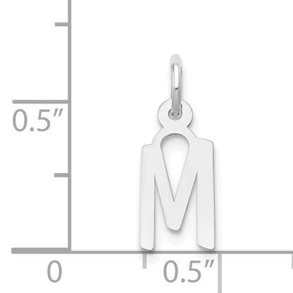 14K Weißgold 14K Weißgold Klein Schräg Block Buchstabe M Initiale Charm