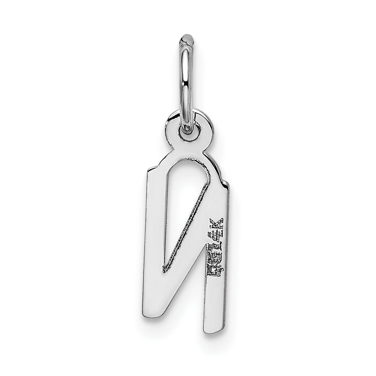 14K Weißgold 14K Weißgold Klein Schräg Block Buchstabe N Initiale Charm