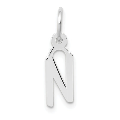 14K Weißgold 14K Weißgold Klein Schräg Block Buchstabe N Initiale Charm