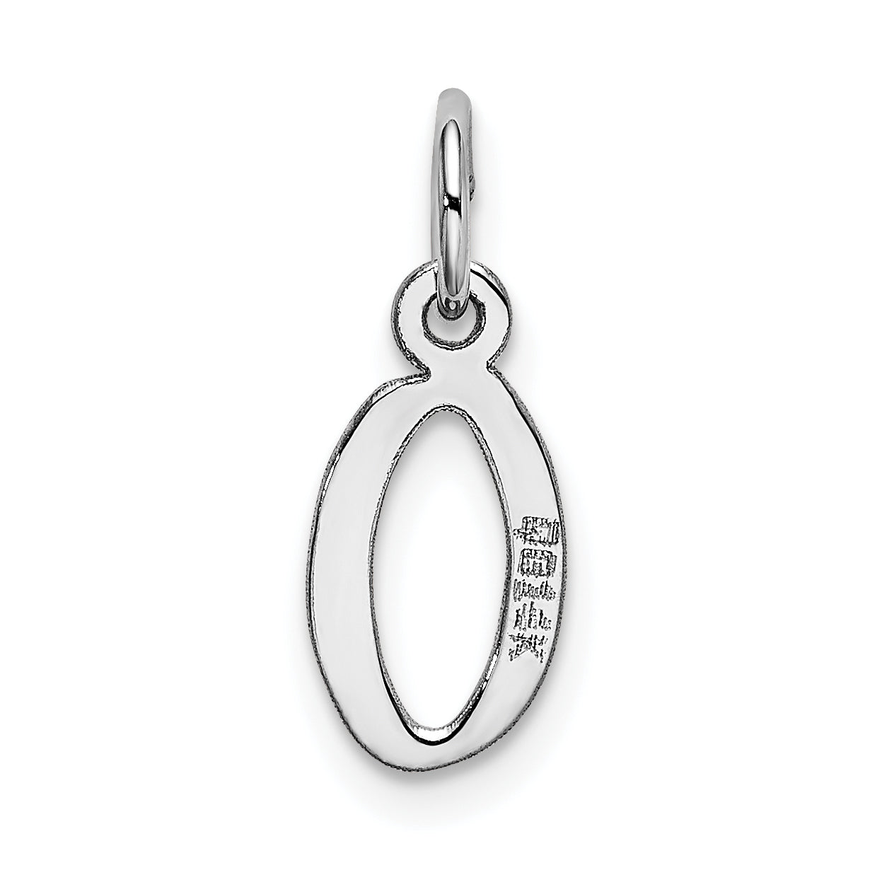 14K Weißgold 14K Weißgold Klein Schräg Block Buchstabe O Initiale Charm