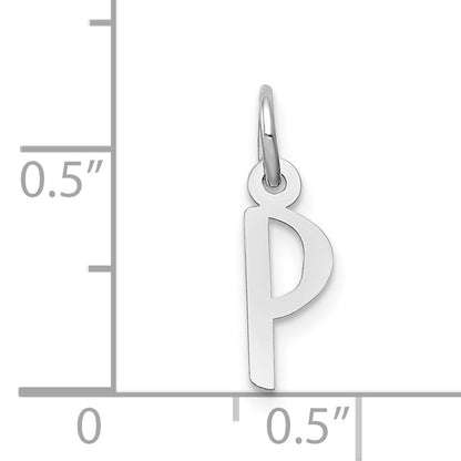 14K Weißgold 14K Weißgold Klein Schräg Block Buchstabe P Initiale Charm