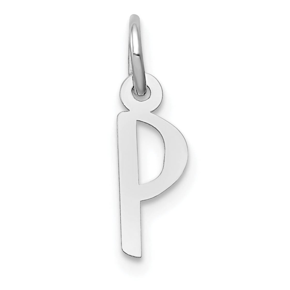 14K Weißgold 14K Weißgold Klein Schräg Block Buchstabe P Initiale Charm
