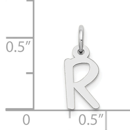 14K Weißgold 14K Weißgold Klein Schräg Block Buchstabe R Initiale Charm
