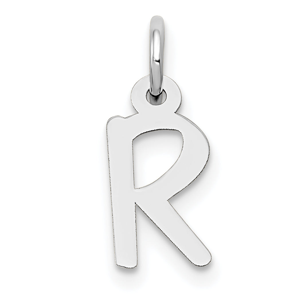 14K Weißgold 14K Weißgold Klein Schräg Block Buchstabe R Initiale Charm