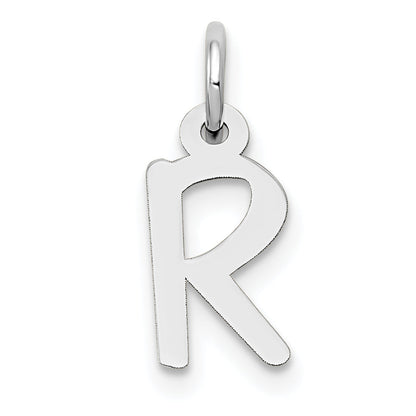14K Weißgold 14K Weißgold Klein Schräg Block Buchstabe R Initiale Charm