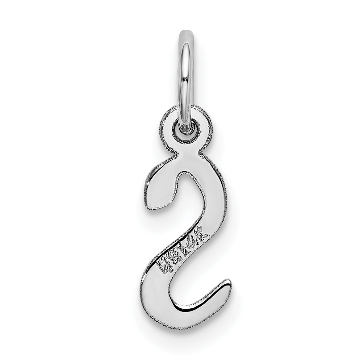 14K Weißgold 14K Weißgold Klein Schräg Block Buchstabe S Initiale Charm