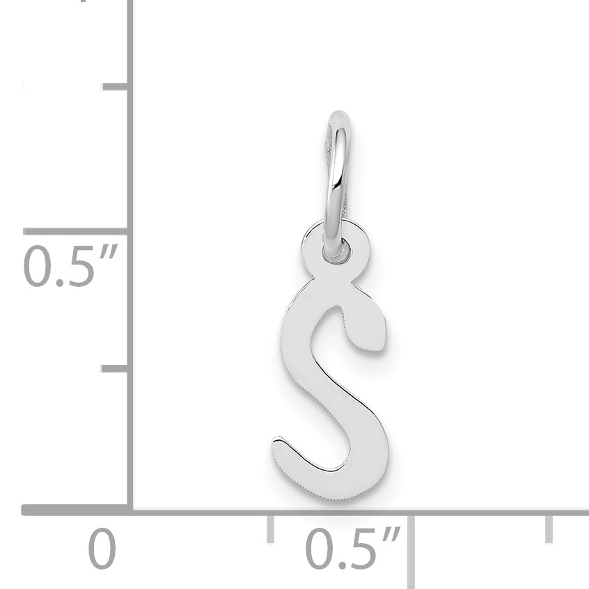14K Weißgold 14K Weißgold Klein Schräg Block Buchstabe S Initiale Charm