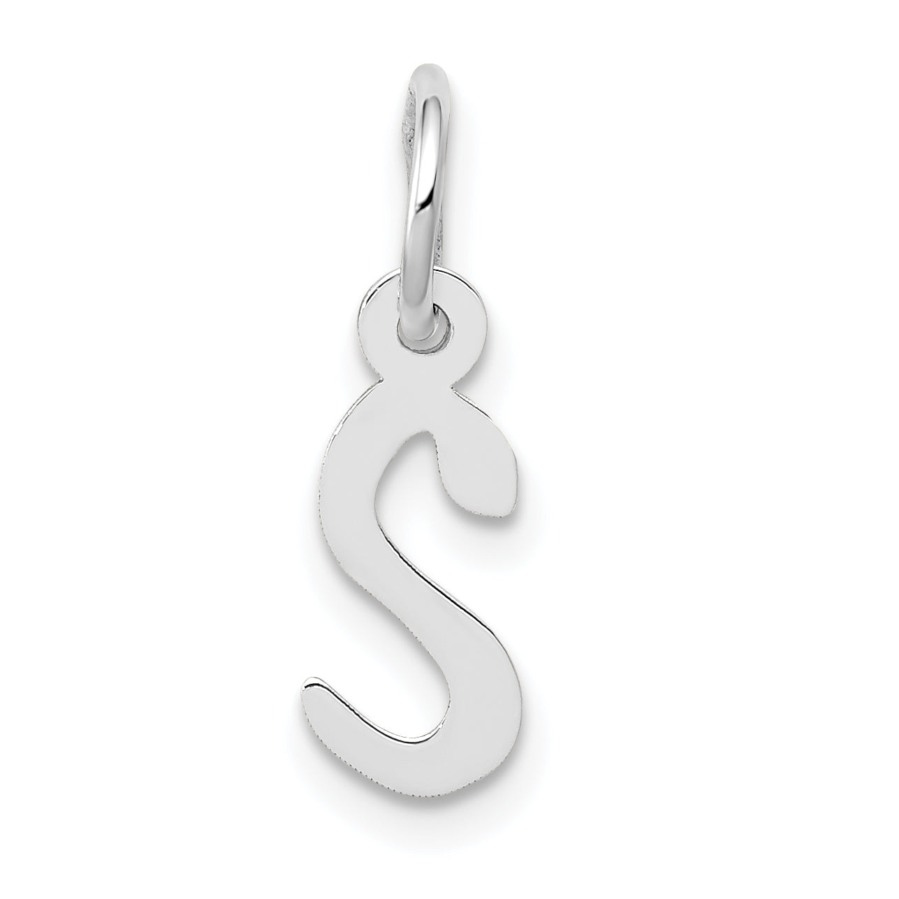 14K Weißgold 14K Weißgold Klein Schräg Block Buchstabe S Initiale Charm