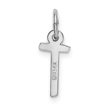 14K Weißgold 14K Weißgold Klein Schräg Block Buchstabe T Initiale Charm