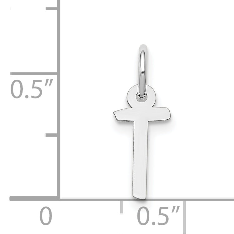 14K Weißgold 14K Weißgold Klein Schräg Block Buchstabe T Initiale Charm