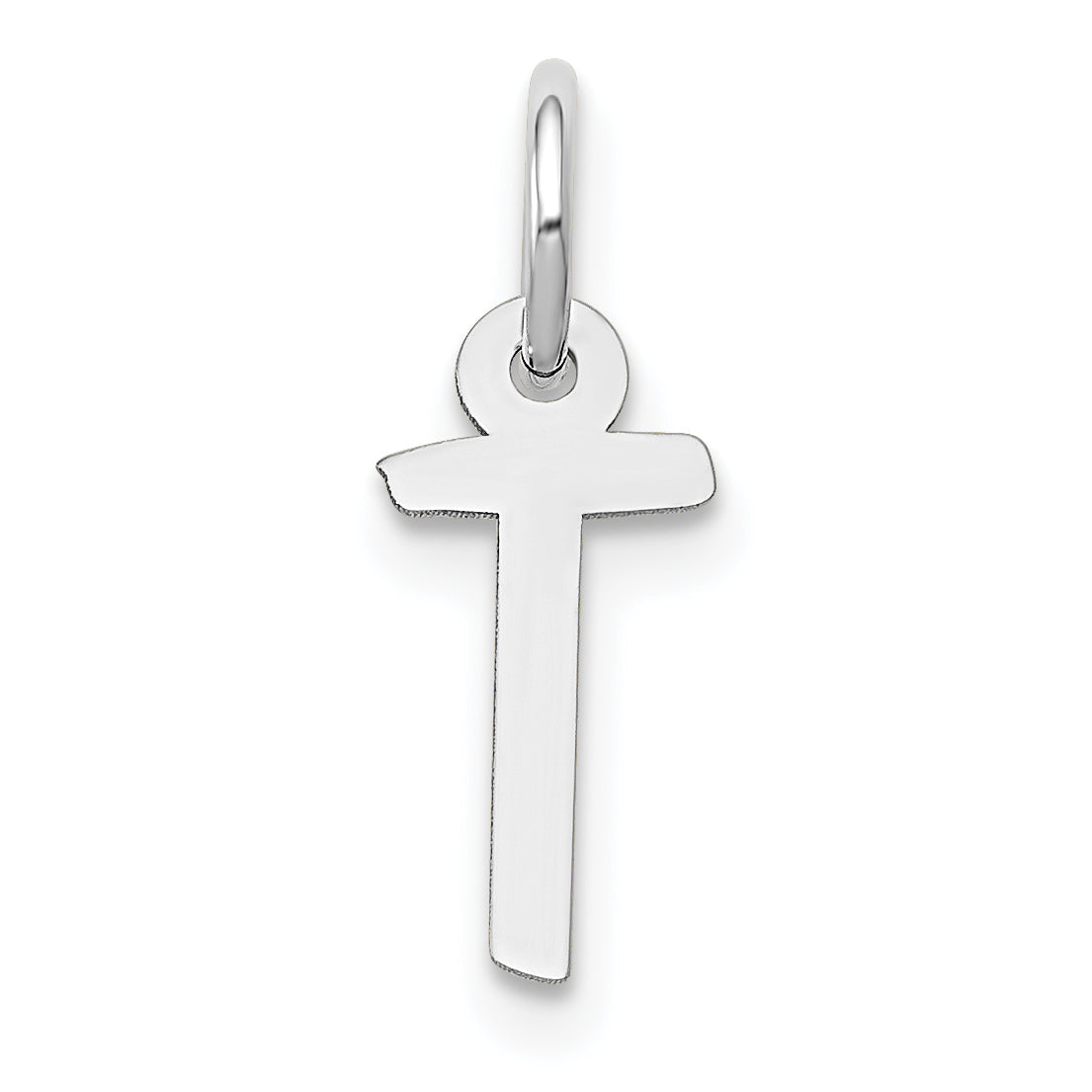 14K Weißgold 14K Weißgold Klein Schräg Block Buchstabe T Initiale Charm