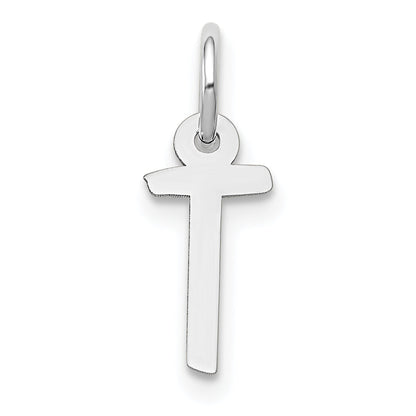 14K Weißgold 14K Weißgold Klein Schräg Block Buchstabe T Initiale Charm